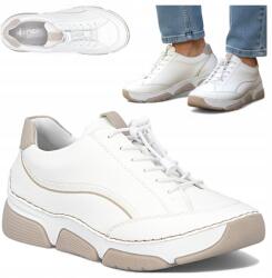 RIEKER 41 Női Félcipők Kényelmes Tavaszi Sneakers Gumi Kötés Bézs (RIEKER 45969-80)