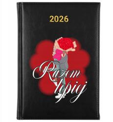 FunnyCase Könyvnaptár 2026 A5 Fekete Ajándék Valentin nap Ünnepek Együtt Jobb (Kalendarz 2026 Czarny Razem Lepiej)