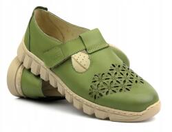 Helios Női Félcipő Helios Kényelem 421 Tavaszi Bőr Puha Zöld Tépőzár (421.562)