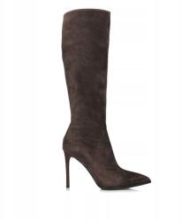 S. Barski Klasszikus velúr női cipzáras csizma S. Barski CR52-668 Coffee (CR52-668 COFFEE)