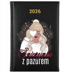FunnyCase Könyvnaptár 2026 Fekete Tervező Barátnőnek Hópehely Karmokkal (Kalendarz 2026 Czarny Śnieżynka Z Pazurem)