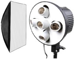 iShoot Kit suport stativ pentru 5 becuri cu fasung E27 + softbox 60X90cm