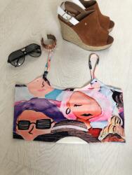 Shein Crop színes felső absztrakt nyomott mintával S 36