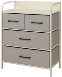 RPX-COM Komód, 4 Textil Fiókos / 58x29x79cm - Szürke/fehér (46570r)