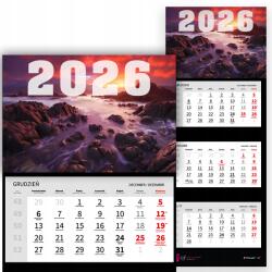 FunnyCase Háromrészes Naptár 2026 Fali Festői Tájkép Sziklák A Tengerparton (Kalendarz trójdzielny 26 Skały Nad Morzem)