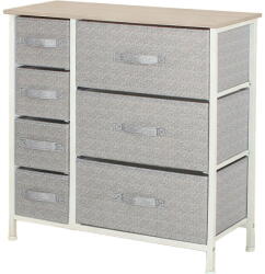 RPX-COM Komód, 7 Textil Fiókos / 63x31x73cm - Szürke/fehér (46569r)