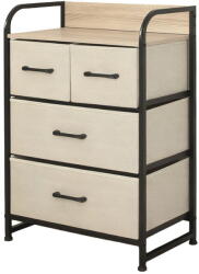 RPX-COM Komód, 4 Textil Fiókos / 58x29x79cm - Bézs/fekete (46571r)