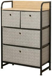 RPX-COM Komód, 4 Textil Fiókos / 58x29x79cm - Szürke/fekete (46582r)