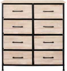 RPX-COM Komód, 8 Textil Fiókos / 80x30x90cm - Fa/fekete (46574r)