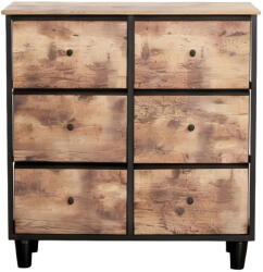 RPX-COM Komód, 6 Textil Fiókos / 80x30x73cm - Vintage/fekete (46579r)