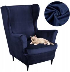 Ubieramy-meble Fotelhuzat Uszak Sötétkék Velúr Elasztikus Vastag Prémium (22E4_P)