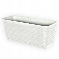 Botle Virágtartó láda fehér rattan erkély terasz ablakpárkány 50cm állvánnyal (5904865700370)