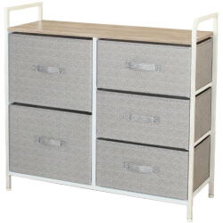 RPX-COM Komód, 5 Textil Fiókos / 83x29x77cm - Szürke/fehér (46567r)