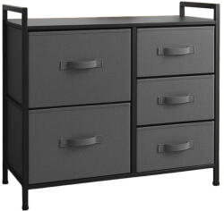 RPX-COM Komód, 5 Textil Fiókos / 83x29x77cm - Antracit/fekete (46568r)