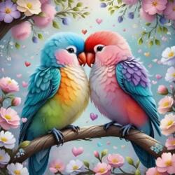 NORIMPEX - Puzzle Tablou Diamant: Lovebirds 30x40cm - 1 - 39 piese