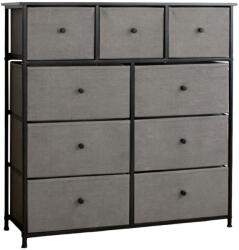 RPX-COM Komód, 9 Textil Fiókos / 100x30x99cm - Antracit/fekete (46575r)