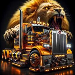 NORIMPEX - Puzzle Tablou Diamant: Camion cu un leu 30x40cm - 1 - 39 piese