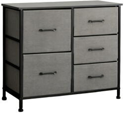 RPX-COM Komód, 5 Textil Fiókos / 85x30x73cm - Antracit/fekete (46577r)