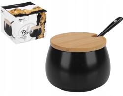 Ravi Cukortartó Bona Teáskanál Porcelán Fekete 9cm 71471 (71471)