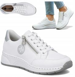 RIEKER Női Bőr Félcipő 38 Rieker Fehér Sportcipő Kötött Kényelmes (RIEKER N6508-80)