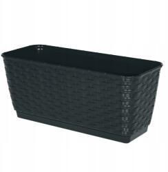 Botle Virágtartó láda antracit rattan erkély terasz ablakpárkány 50cm állvánnyal (5904865700400)
