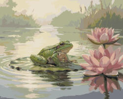 Alkotásutca Béka a liliom padon - Számfestő készlet kereten 40x50