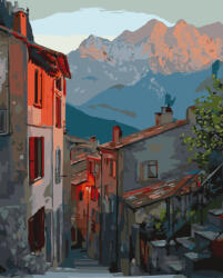 Alkotásutca Hegyi falu - Számfestő készlet kereten 40x50