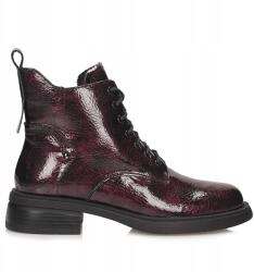 S. Barski Stílusos lapos sarkú bőr bokacsizma S. Barski LZ52-954 Bordó (LZ52-954)