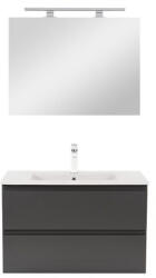 Leziter Set mobilier baie antracit cu lavoar ceramic 80 cm si oglinda 60x80 cm, Leziter Vario Forte (Vario041-k)