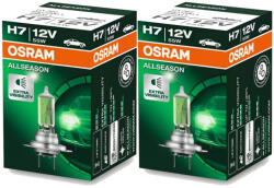 OSRAM Set 2 bucati Bec Halogen H7 Osram All Season - +30% Lumina, Tenta Galbena (Anti-Ceata) - 12V 55W (64210ALL-2)