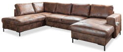 Miuform Lofty Lilly Vintage barna kinyitható U alakú bőrutánzat kanapé, bal oldali - Miuform