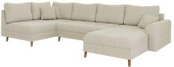 Ropez Krémszínű kordbársony sarokkanapé (jobb oldali-U alakú) Ariella - Ropez
