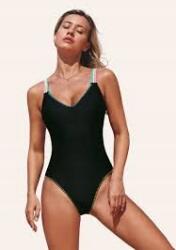  Cupshe Fekete egyrészes ruha kerek nyakkivágással és színes csíkokkal (SU2312034)