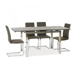 Casa Manuel Masa de sticla extensibile living gri GD017, metal cromat/sticla securizata, 110/170X74X75