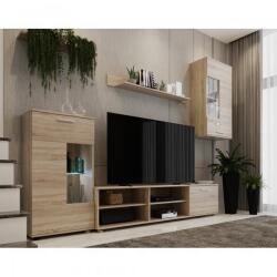 Casa Manuel Mobilier de perete living, stejar sonoma, material DTD, FRONTAL 1 NEW