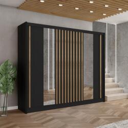 Casa Manuel Dulap cu uşi glisante, negru / stejar craft, 250x215 cm Garderoba