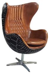 Casa Manuel Fotoliu U-Best Retro Vintage Swivel Tilt Black, carcasa aluminiu negru, scaun living fotoliu-Designer Accent
