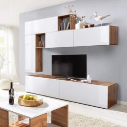 Casa Manuel Perete living, alb cu luciu extra ridicat HG/stejar wotan, MIRALDA