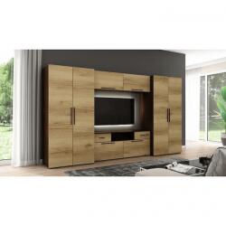 Casa Manuel Set mobila biblioteca Zeus, 330 cm x 189 cm x 54 cm, dublu laminat, 18 mm, Neted, Mat, 8 usi, 2 sertare Biblioteca