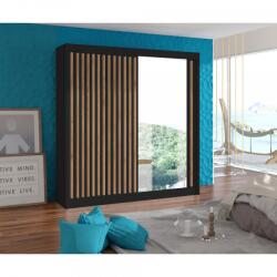 Casa Manuel Dulap cu uşi glisante, negru / stejar craft, 203x215 cm Garderoba