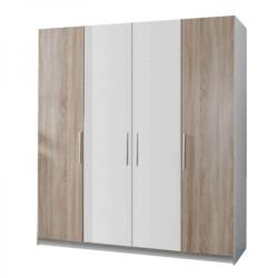Casa Manuel Dulap Mara 4 usi Alb/Stejar Sonoma, L180xH200xA50 cm Garderoba