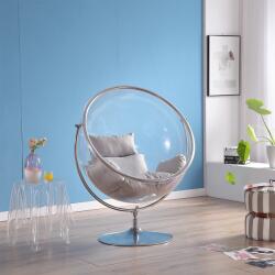 Casa Manuel Scaun suspendat cu suport, transparent/ argintiu/ gri, BUBBLE TIP 2