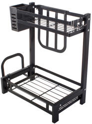 Verk Group Kétszintes konyhai szervező - 35x22, 5x40 cm - Fekete (07125)