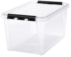 SMARTSTORE Műanyag tárolódoboz, 47 liter, fekete fogantyúkkal, SMARTSTORE Classic 45 , átlátszó (3476070) - papir25