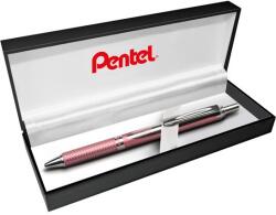 Pentel Zseléstoll, 0, 35 mm, nyomógombos, rózsaszín tolltest, PENTEL EnerGel BL-407 fekete, ajándék kék tollbetéttel (BL407P-A) - papir25
