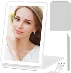 Verk Group LED-es utazó sminktükör, hordozható, összecsukható, érintőképernyős (24420_B)