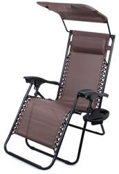 Verk Group Komfort napozóágy pohártartóval és árnyékolóval - Barna (01428_BR)