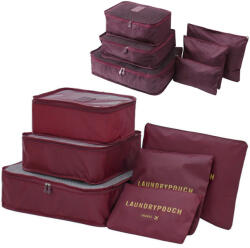 Verk Group 6 darabos bordó utazószervező készlet, különböző méretű tasakokkal (01500_BO)