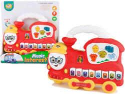 LEAN Toys Interaktív Piros Zongora Vonatmotívummal és Állathangokkal (11709)