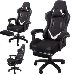 VERK GROUP Fekete gamer forgószék, állítható magasságú, két párnával (01526)